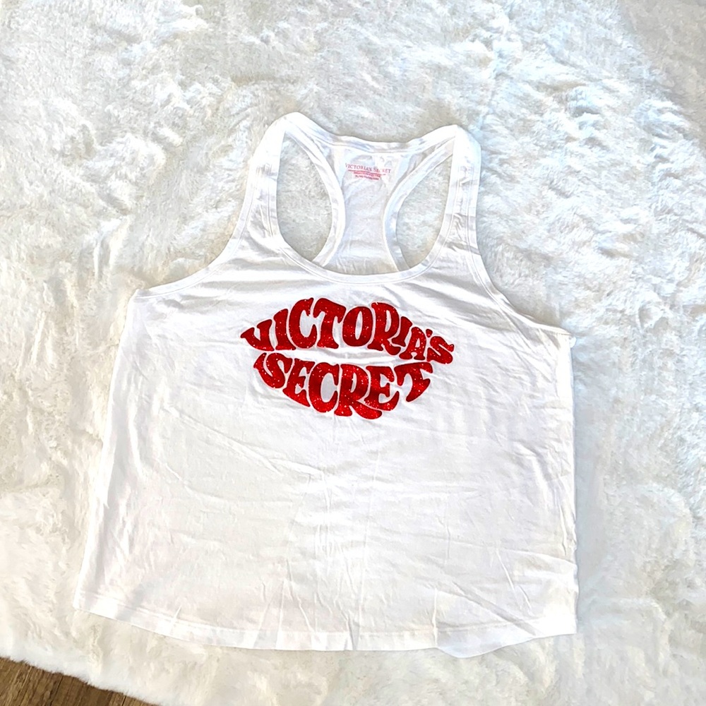 Victoria’s Secret Glitter Lips Logo Tank Top nwot